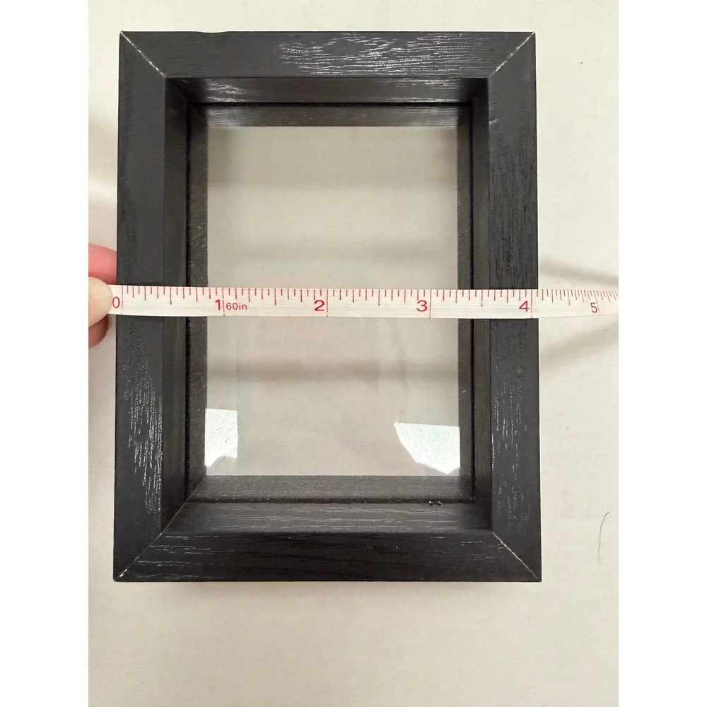 Black Wooden Floating Picture Frame Set of 3 Shadow Box 4.5x6